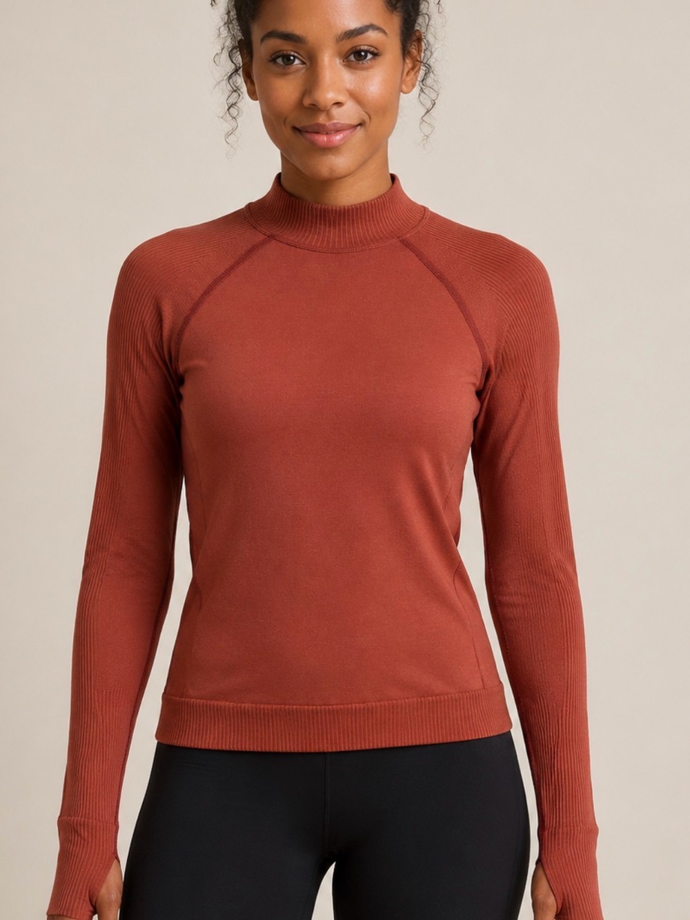 EUC Lululemon Wool-Blend Mock Neck and Long Sleeve Rust color. PTP 14”Length 23”